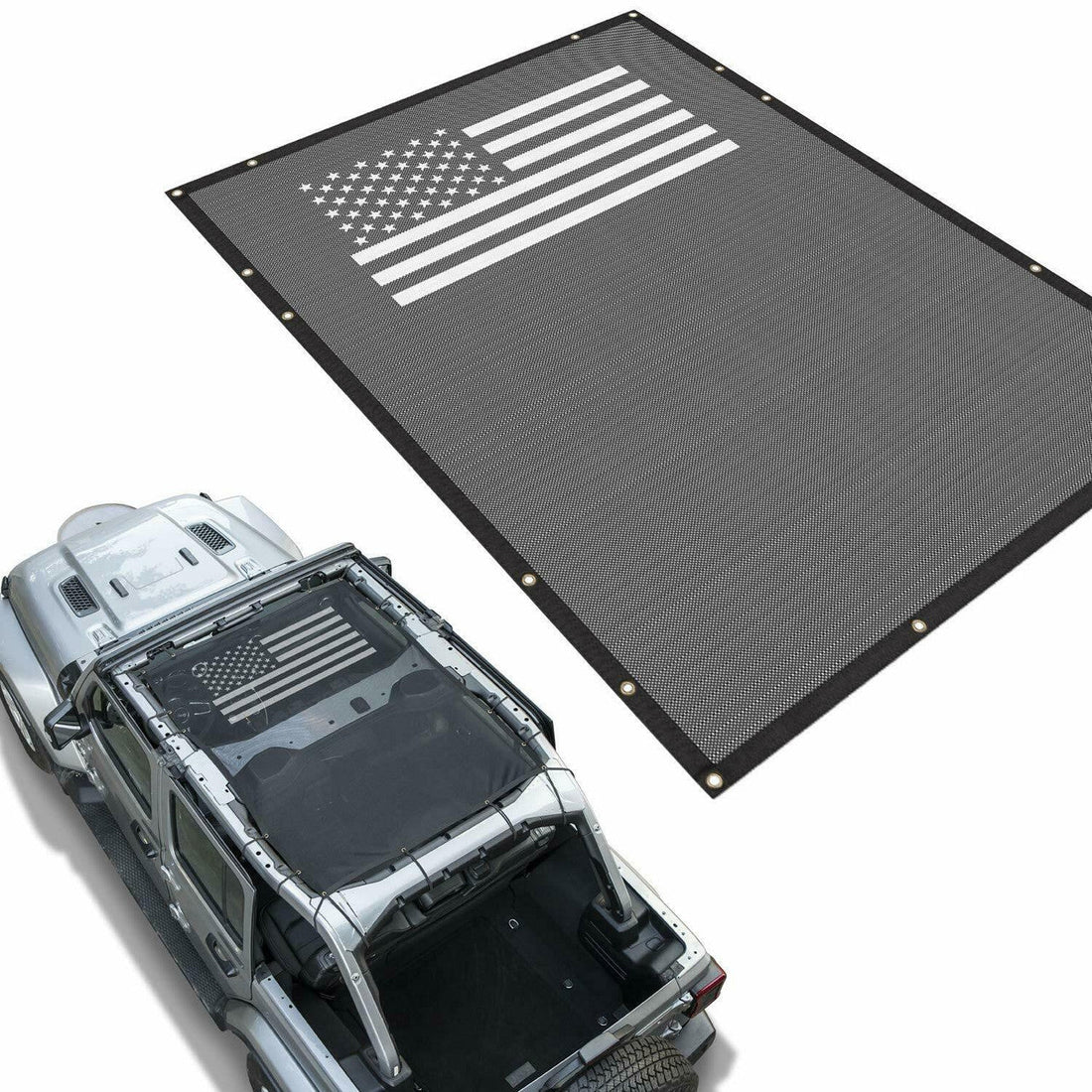 Flag Mesh Shade Top  Cover for Jeep Wrangler JL JLU 4-Door 2018-2023