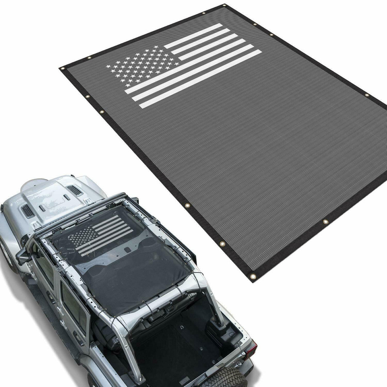 Flag Mesh Shade Top  Cover for Jeep Wrangler JL JLU 4-Door 2018-2023