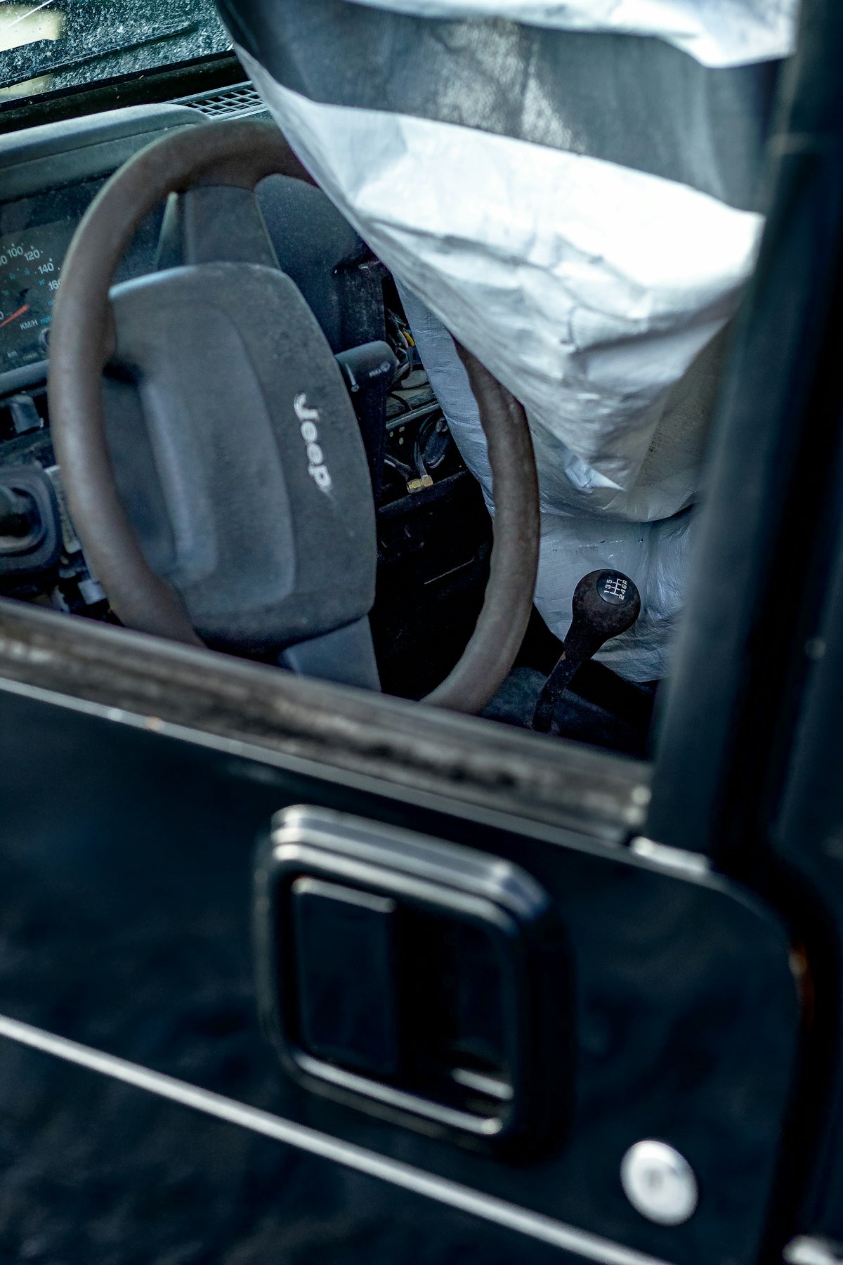 black and blue car steering wheel