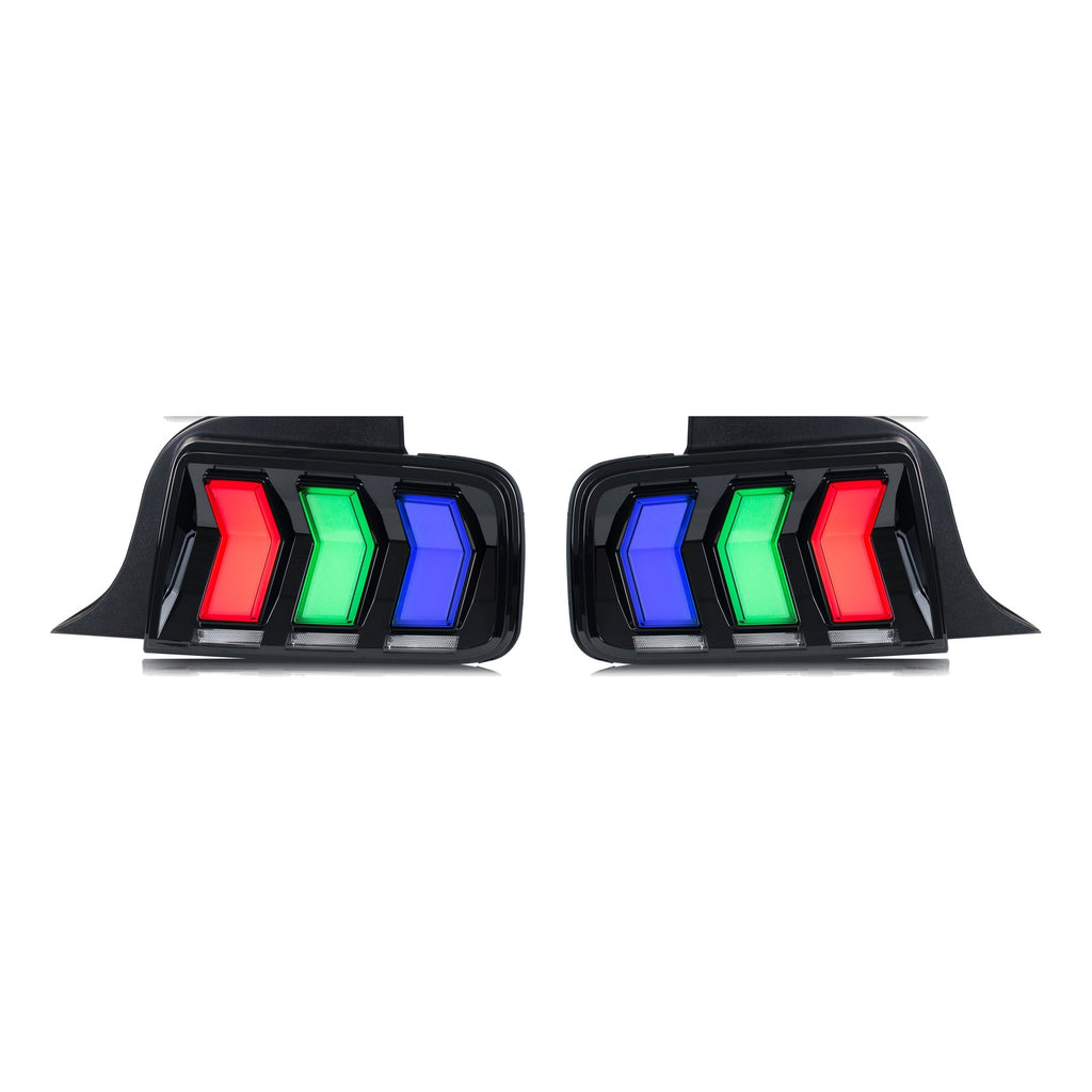 Clear RGB Sequential LED Tail Lights Pair for Ford Mustang (2005-2009)
