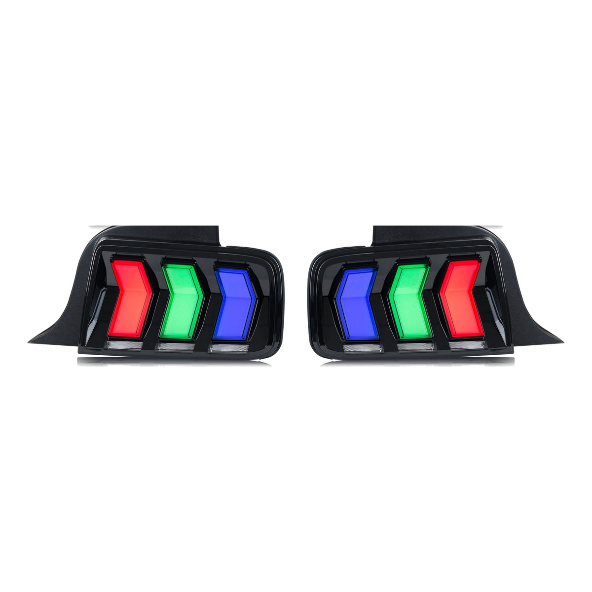 Clear RGB Sequential LED Tail Lights Pair for Ford Mustang (2005-2009)