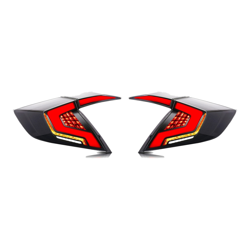 Black Sequential LED Tail Lights Pair for Honda Civic Sedan (2016-2021)