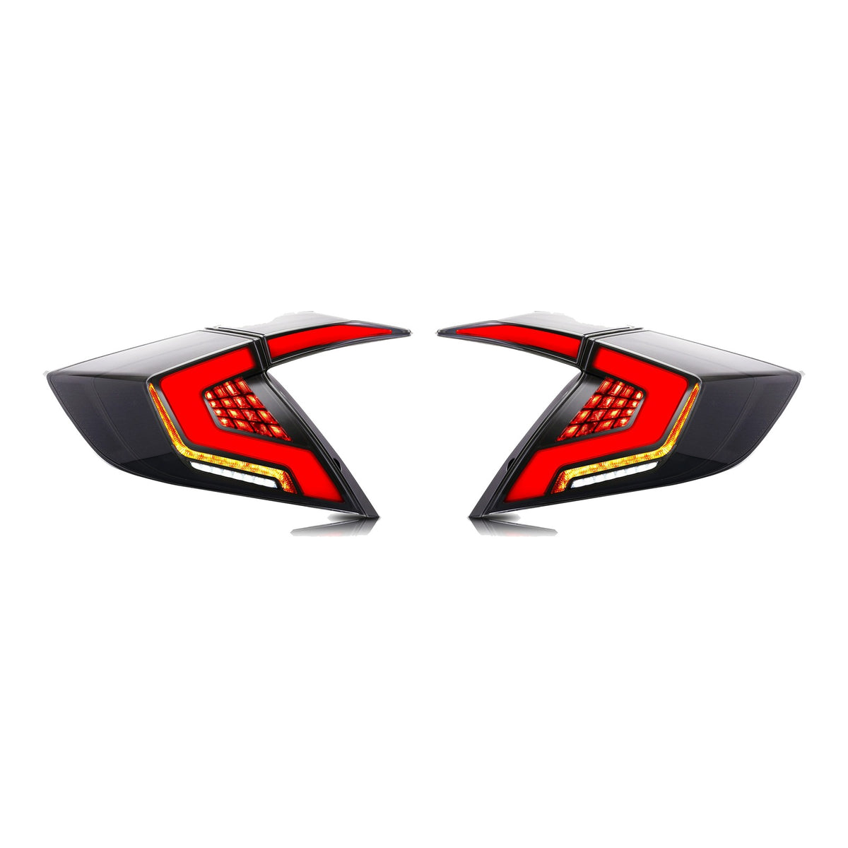 Black Sequential LED Tail Lights Pair for Honda Civic Sedan (2016-2021)