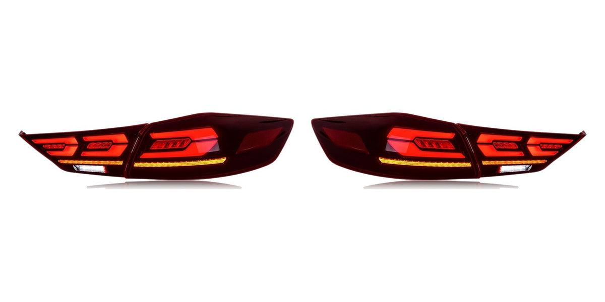 Red Sequential LED Tail Lights Pair for Hyundai Elantra Sedan (2017-2018)