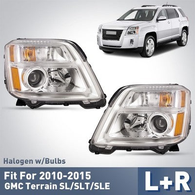 Headlight bulb size diagram for 2010-2015 GMC Terrain SL SLE SLT Chrome Halogen Projector headlights