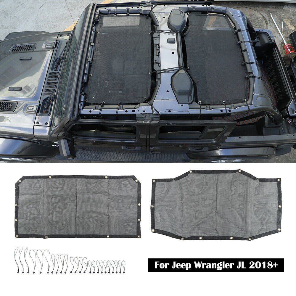 Twin Mesh Bikini Shade Top Cover for Jeep Wrangler JL 4DR 2018-2023 Exterior Part