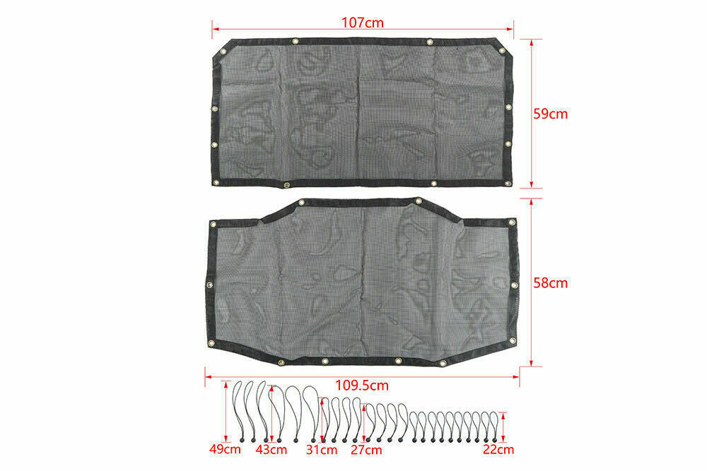 Twin Mesh Bikini Shade Top Cover for Jeep Wrangler JL 4DR 2018-2023 Exterior Part