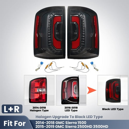 LED tail light view 1 for GMC Sierra 1500 2500HD 3500HD Halogen Models (2014-2018)