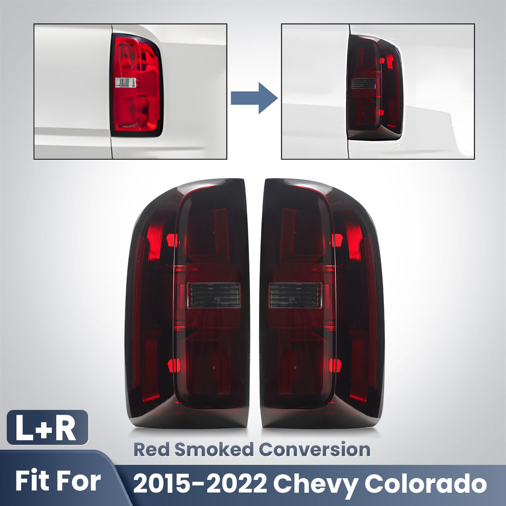 Left and right smoked tail lights fitment for 2015-2022 Chevy Colorado