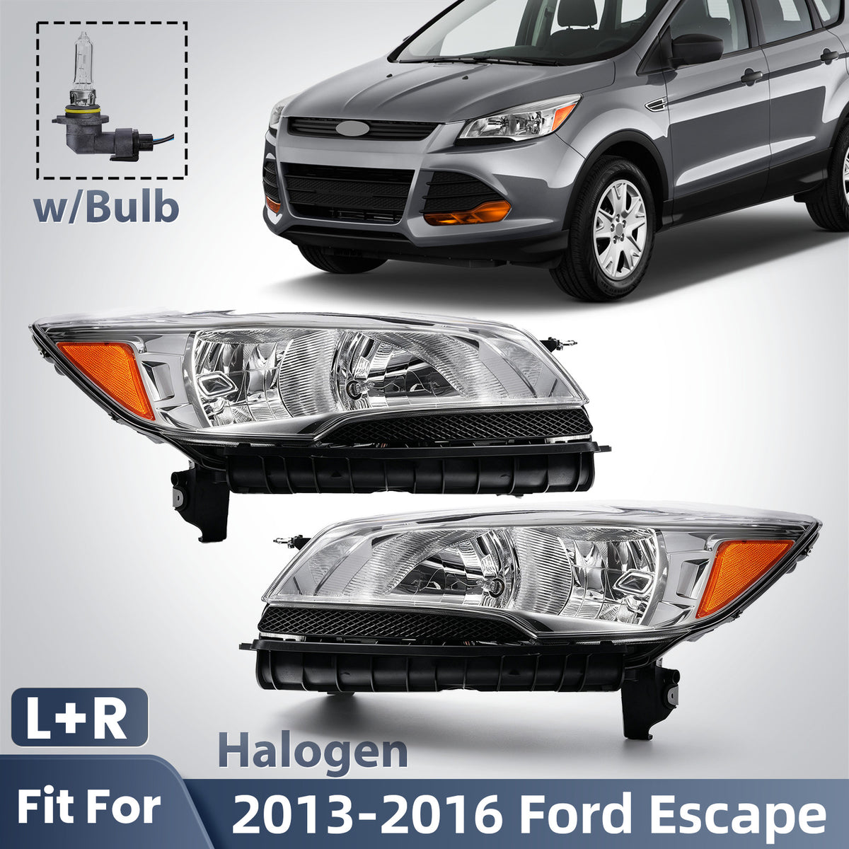 Fitment diagram for 2013-2016 Ford Escape headlights