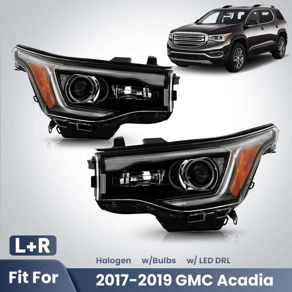 Pair halogen headlight front angle for 2017-2019 GMC Acadia