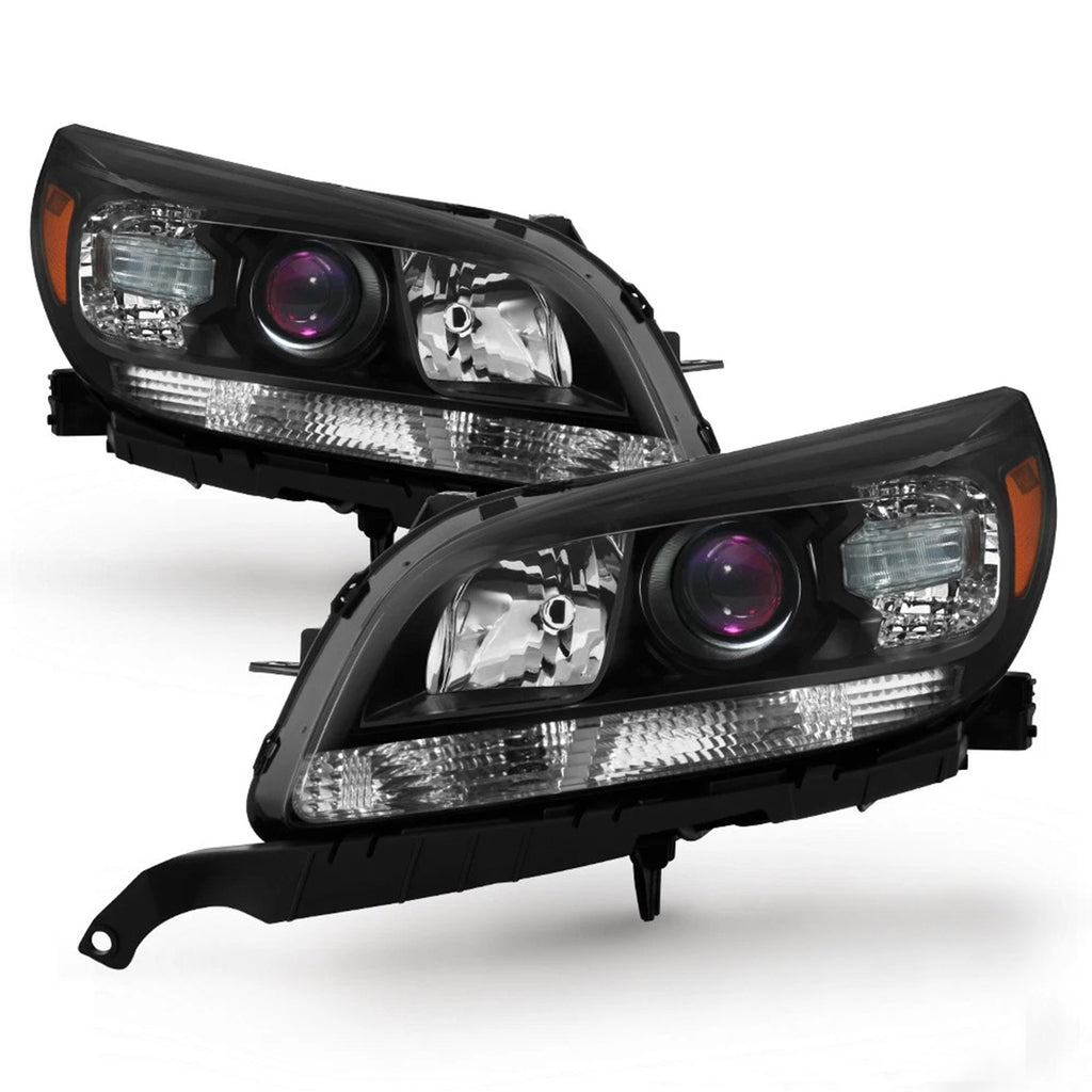 Black Halogen Projector Headlights Pair for Chevrolet Malibu (2013-2015)