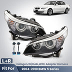 Headlight bulb size diagram for 2004-2010 BMW 5 Series E60 E61 Black Halogen Angel Eye headlights
