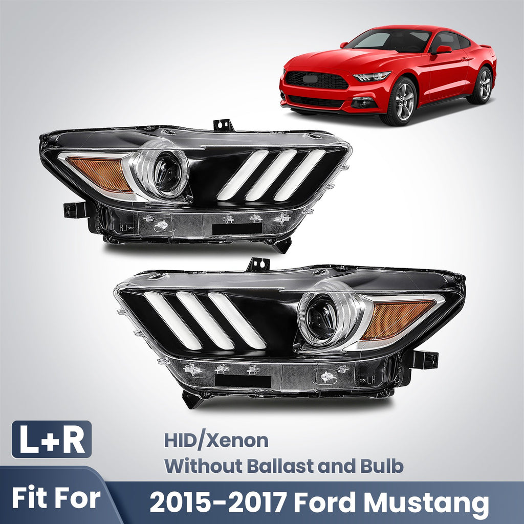 Fitment diagram for 2015-2017 Ford Mustang headlights