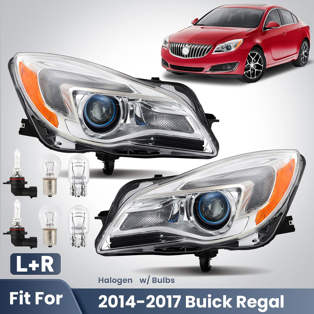 Fitment diagram for 2014-2017 Buick Regal headlights