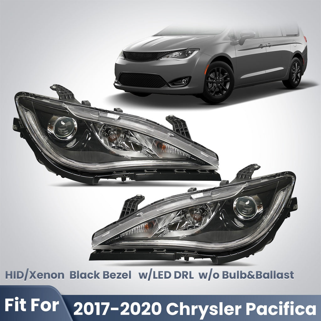 Headlight bulb size diagram for 2017-2020 Chrysler Pacifica Black HID Projector headlights
