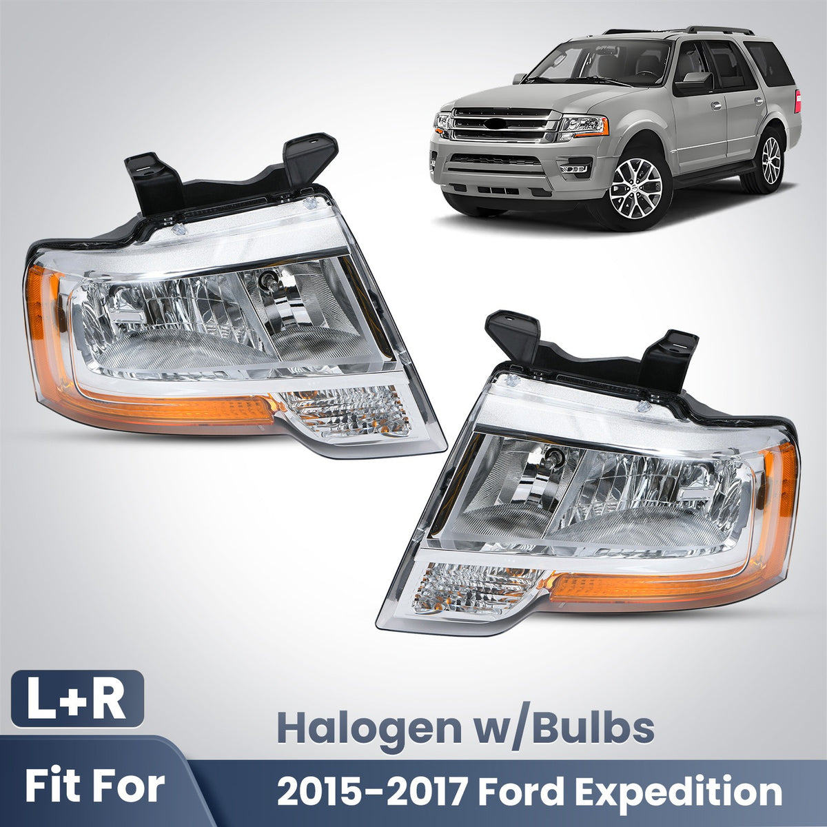 Fitment diagram for 2015-2017 Ford Expedition headlights