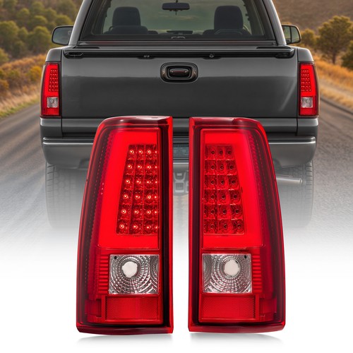 red C-tube LED tail light view 1 for Chevy Silverado 1500 2500 3500 (2003-2006)