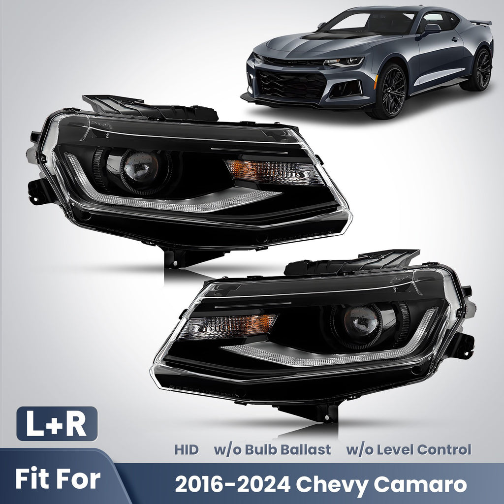 Pair HID headlight front angle for 2016-2024 Chevy Camaro