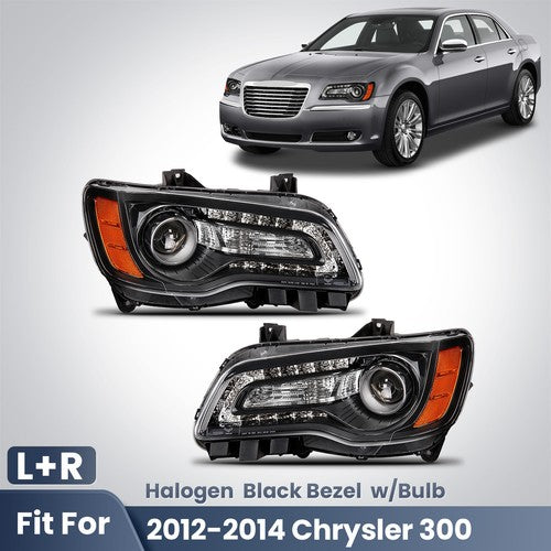 Fitment diagram for 2012-2014 Chrysler 300 headlights