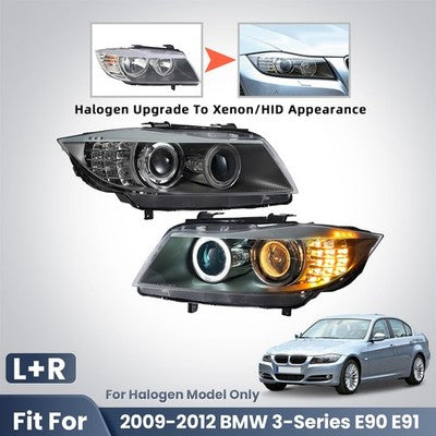 Fitment diagram for 2009-2012 BMW 3 Series E90 headlights