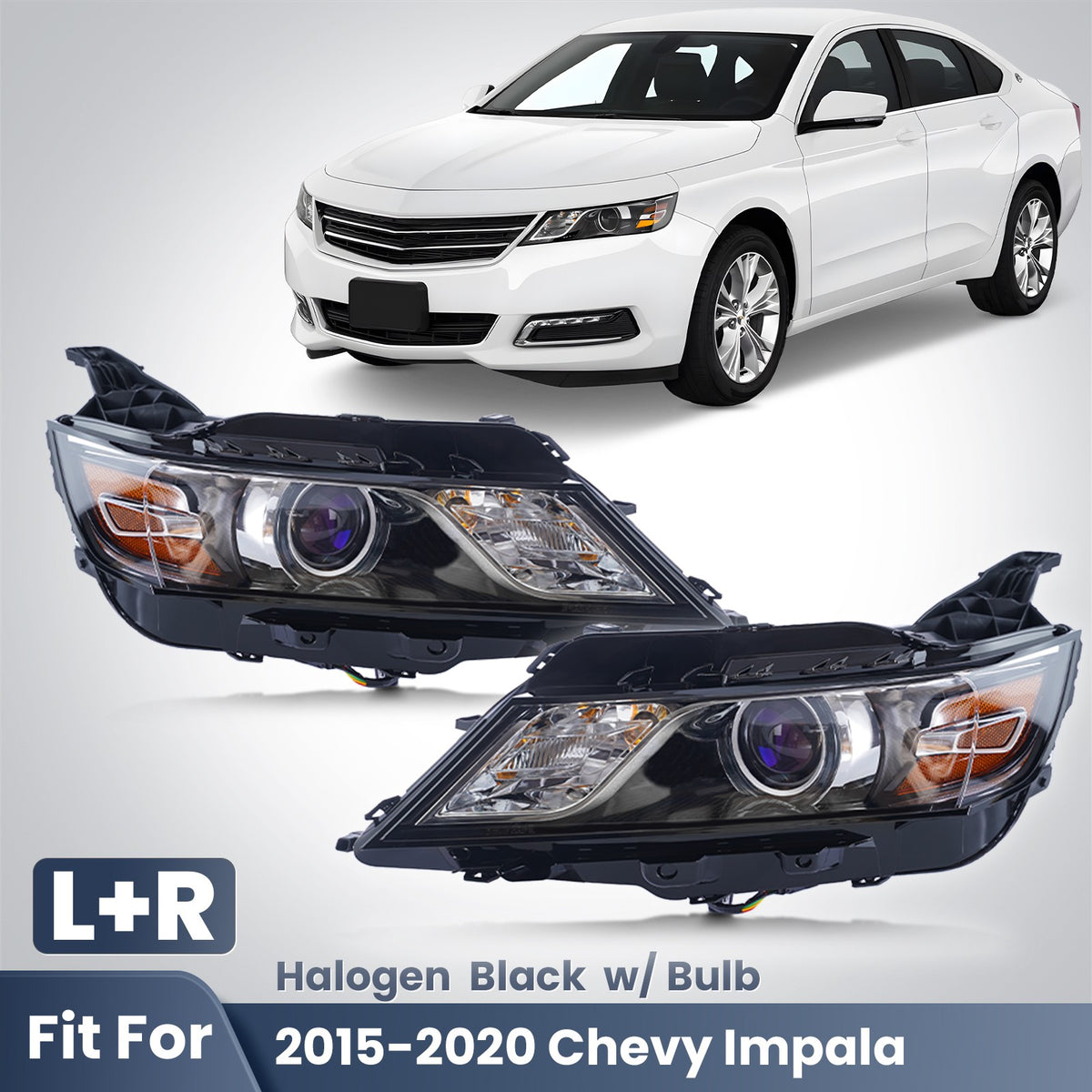 Fitment diagram for 2014-2020 Chevy Impala headlights