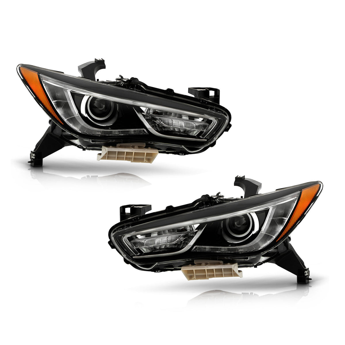 Chrome HID Headlights Pair w/ LED DRL w/o AFS for Infiniti QX60 (2016-2019)