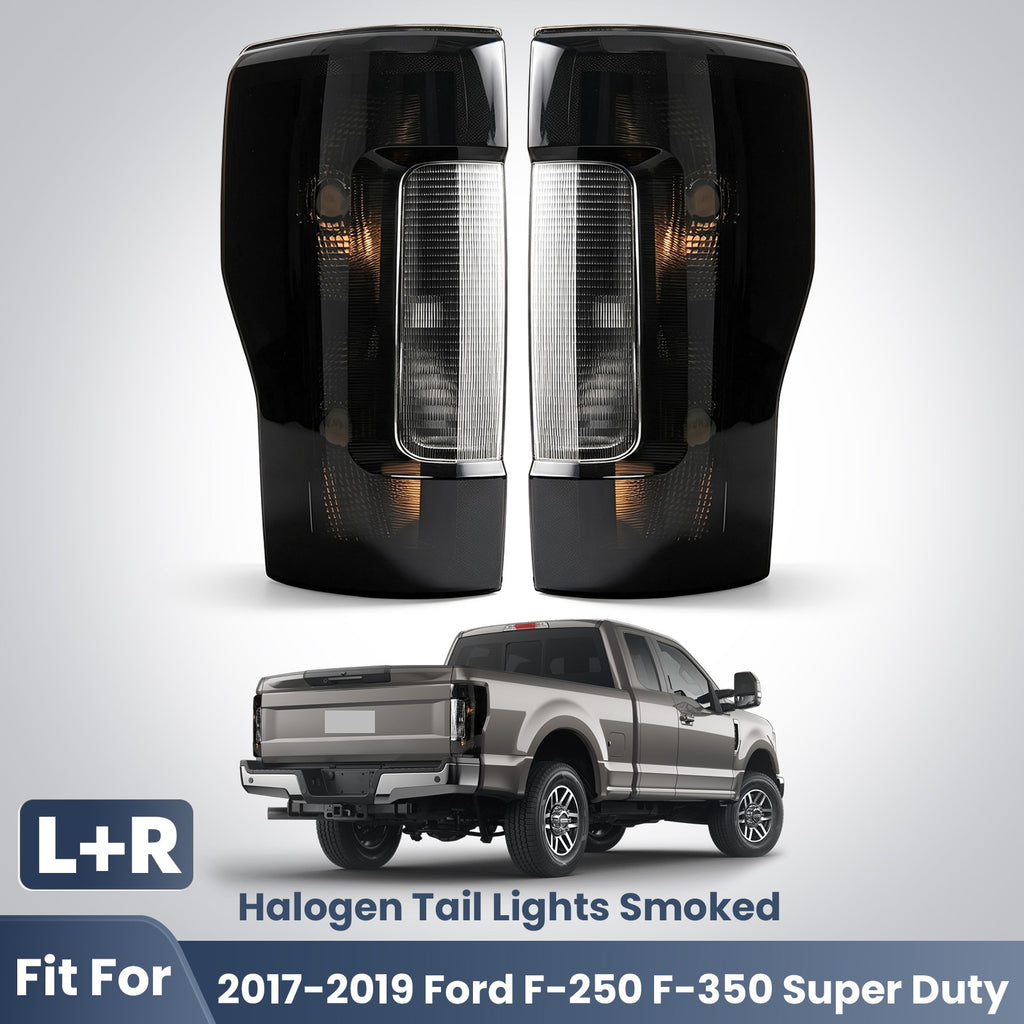 smoked halogen tail light view 1 for Ford F-250 F-350 Super Duty without BLIS (2017-2019)