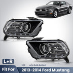 Fitment diagram for 2013-2014 Ford Mustang headlights