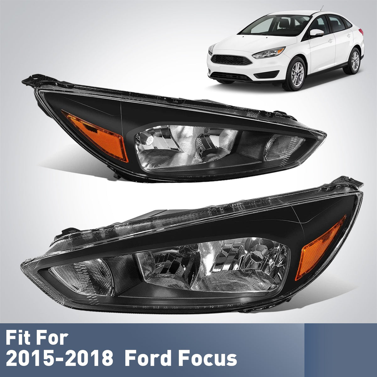 Fitment diagram for 2015-2018 Ford Focus headlights