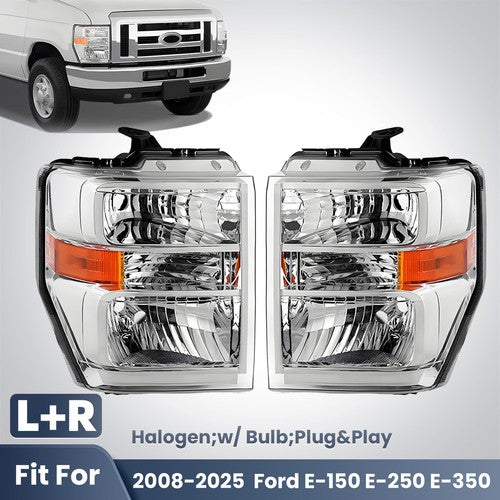 Fitment diagram for 2008-2026 Ford E-Series headlights