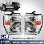 Fitment diagram for 2008-2026 Ford E-Series headlights