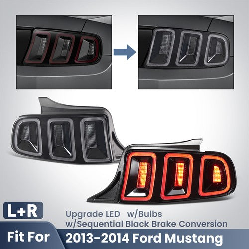 black sequential LED tail light view 1 for Ford Mustang (2013-2014)
