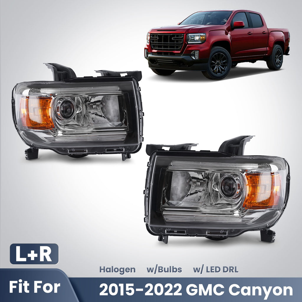 Fitment diagram for 2015-2022 GMC Canyon headlights