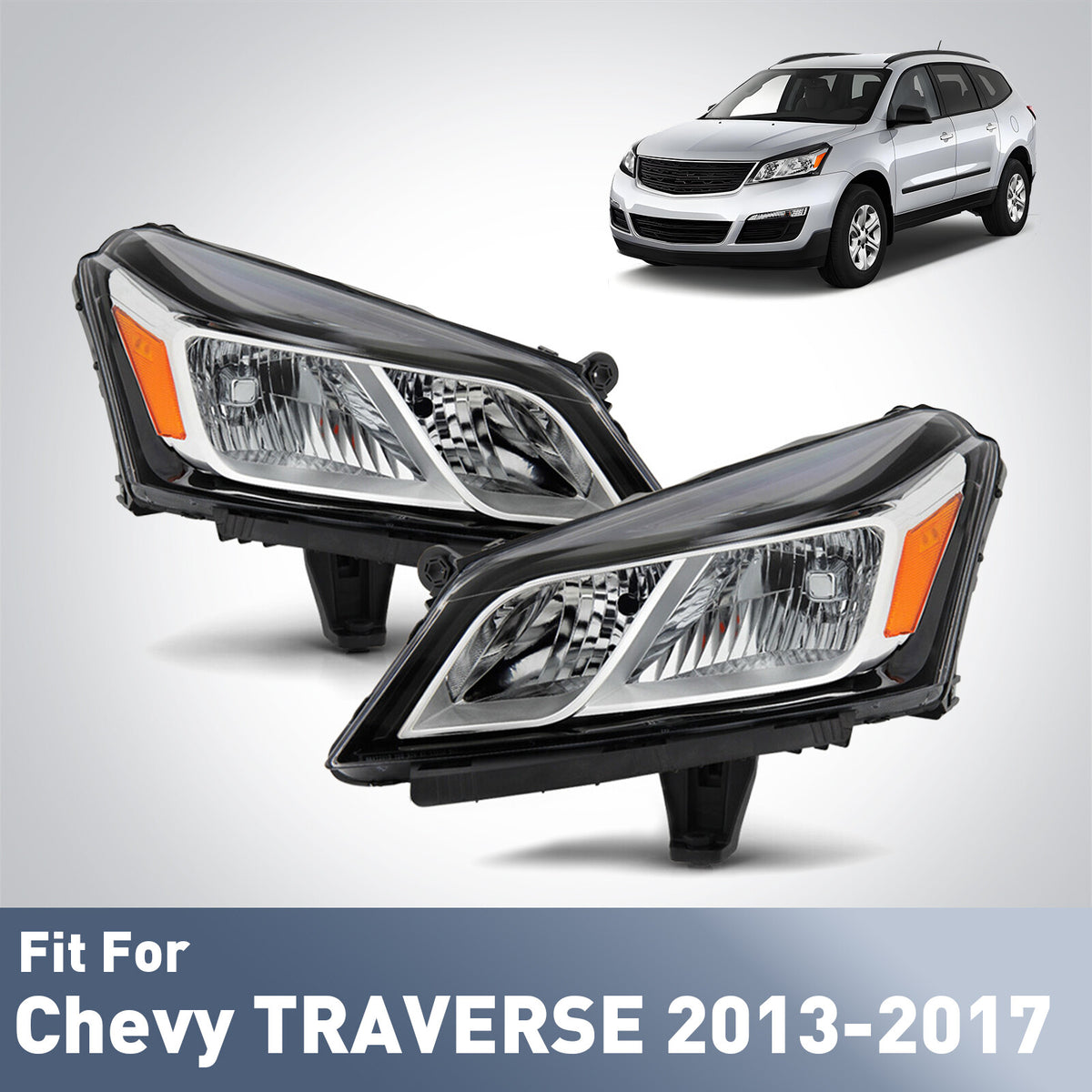 Fitment diagram for 2013-2017 Chevrolet Traverse headlights