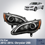 Fitment diagram for 2012-2014 Chrysler 200 headlights