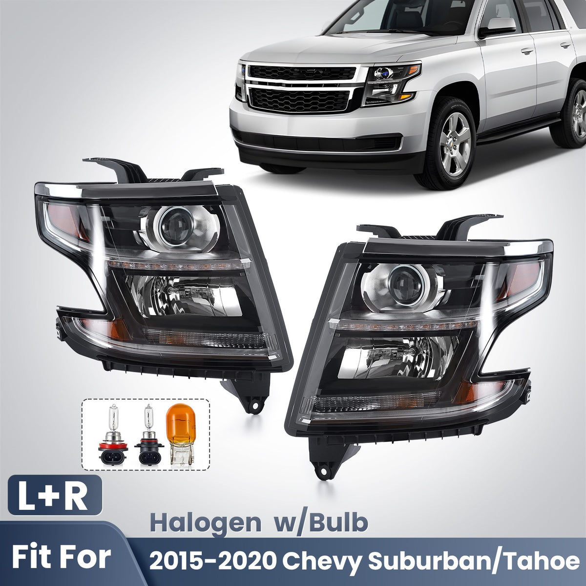Fitment diagram for 2015-2020 Chevy Tahoe headlights