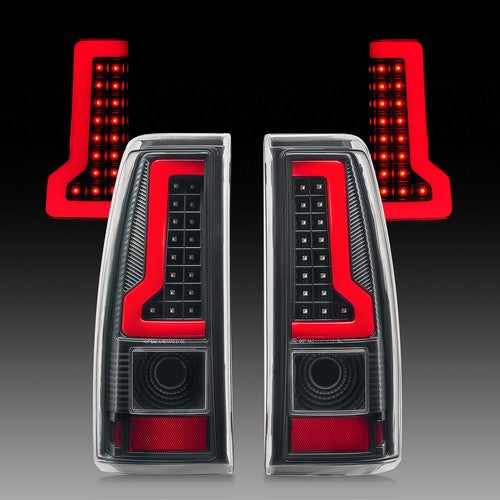 black housing LED tail light view 1 for Chevy Silverado 1500 2500 3500 (2003-2006)