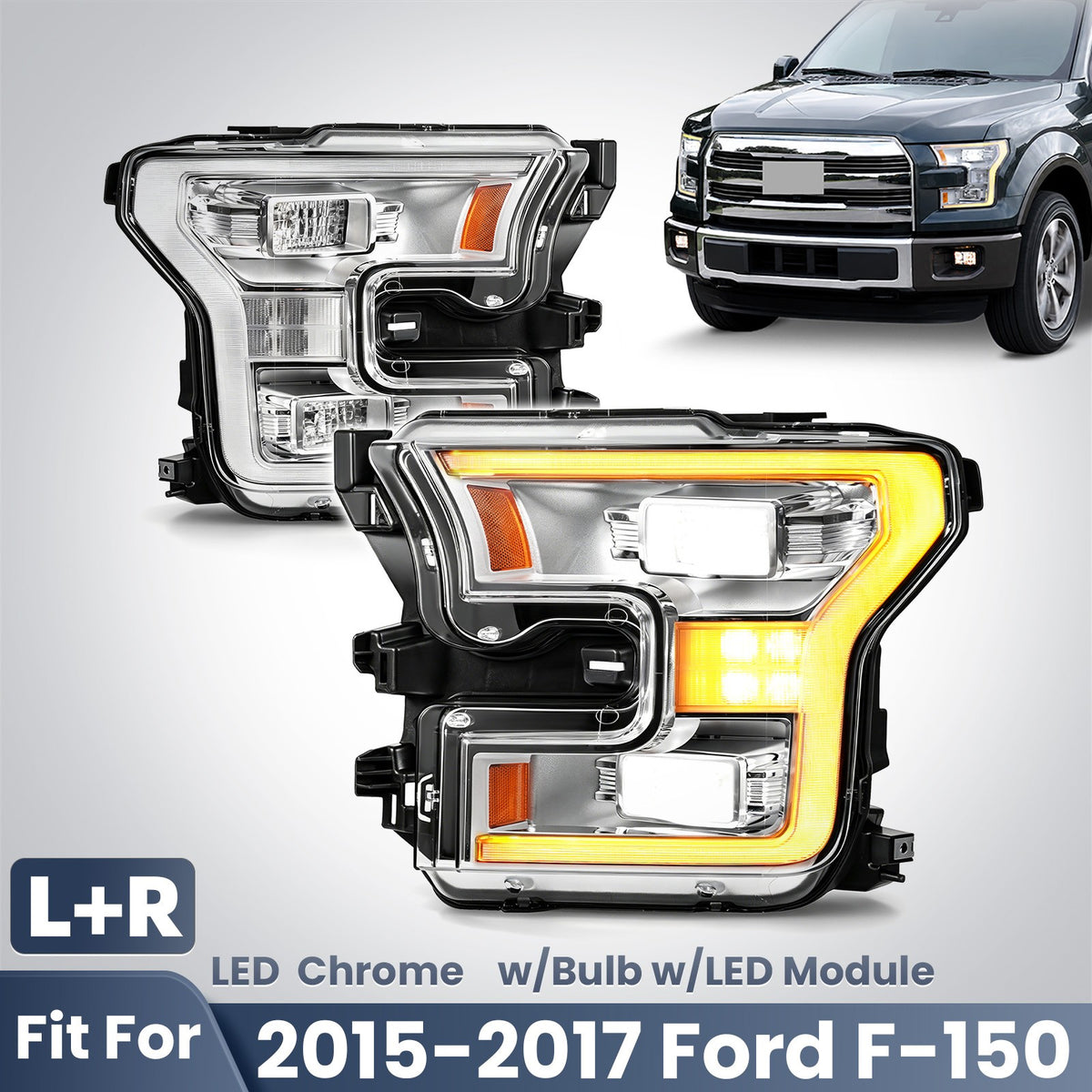 Fitment diagram for 2015-2017 Ford F-150 headlights