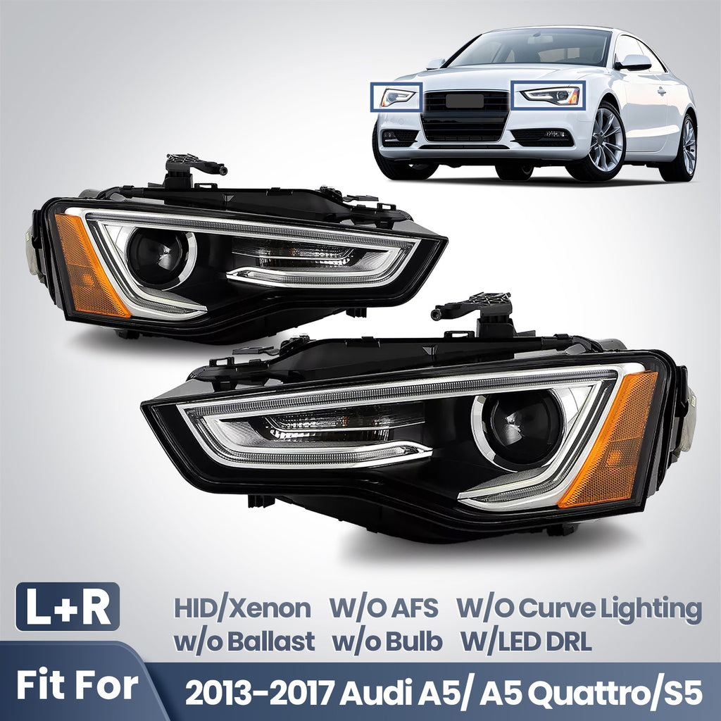 Fitment diagram for 2013-2017 Audi A5 headlights