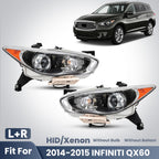 Fitment diagram for 2014-2015 Infiniti QX60 headlights