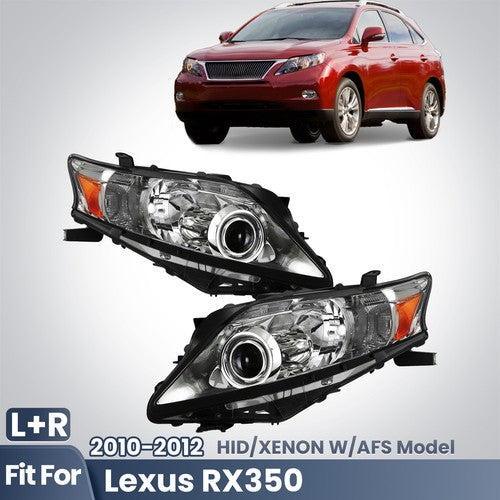 Fitment diagram for 2010-2012 Lexus RX350 headlights
