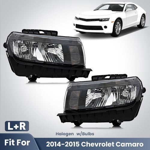 Headlight bulb size diagram for 2014-2015 Chevrolet Camaro LS LT SS Black Halogen headlights
