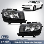 Headlight bulb size diagram for 2014-2015 Chevrolet Camaro LS LT SS Black Halogen headlights
