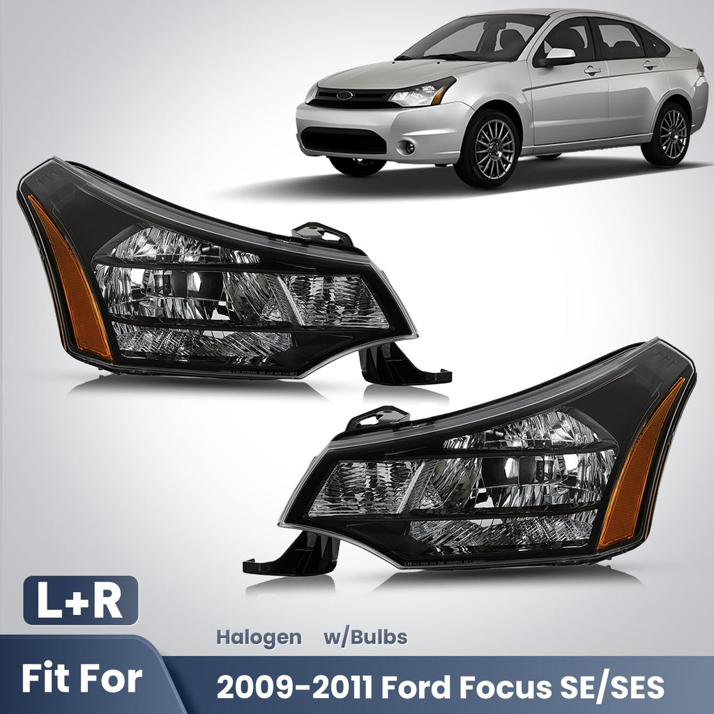 Pair halogen headlight front angle for 2009-2011 Ford Focus
