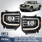 Pair LED headlight front angle for 2016-2018 GMC Sierra 1500