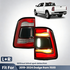 black LED tail light view 1 for Ram 1500 without Blind Spot (2019-2024)