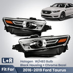 Pair halogen headlight front angle for 2016-2019 Ford Taurus