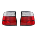 Euro Style Red/Clear Outer Tail Lights Pair for BMW 5 Series E34 Sedan and M5 (1989-1995)