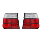 Euro Style Red/Clear Outer Tail Lights Pair for BMW 5 Series E34 Sedan and M5 (1989-1995)